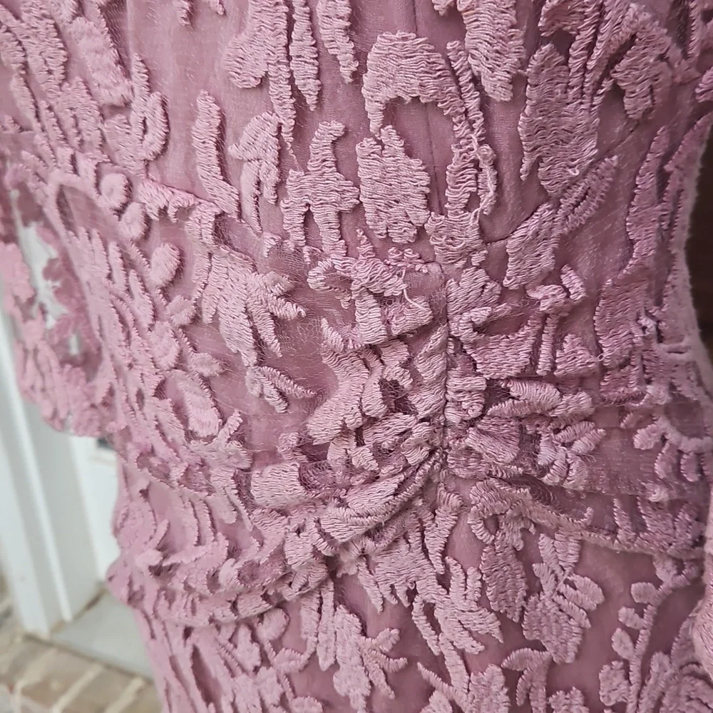 Adrianna Papell Pink Ruched Embroidered Lined Dress - Picture 3 of 7